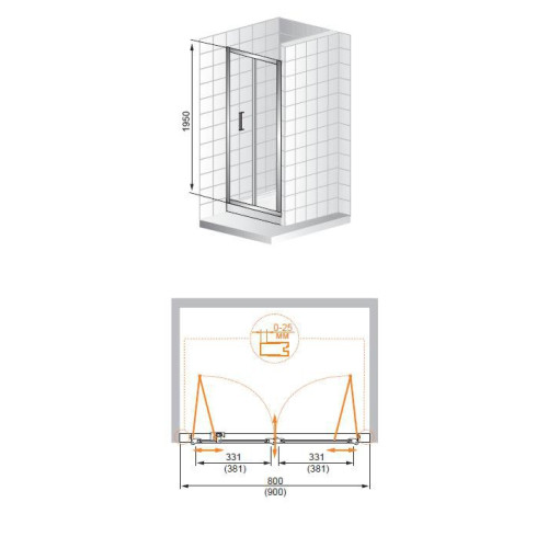 Cezares душевые ограждения PORTA-BS-90-C-Cr