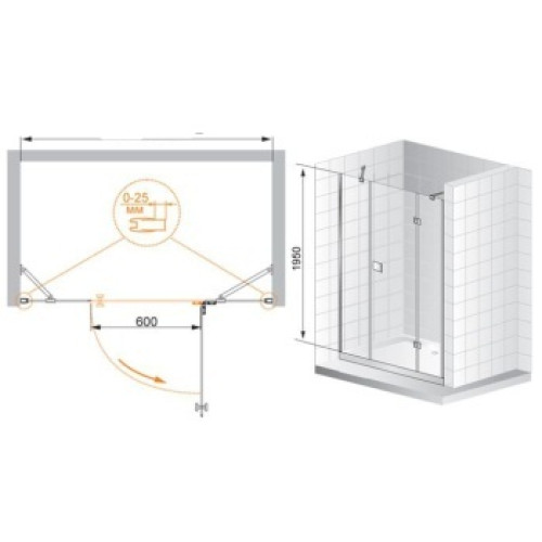 Cezares душевые ограждения TRIUMPH-B-13-30+60/60-C-Cr-L(-R)