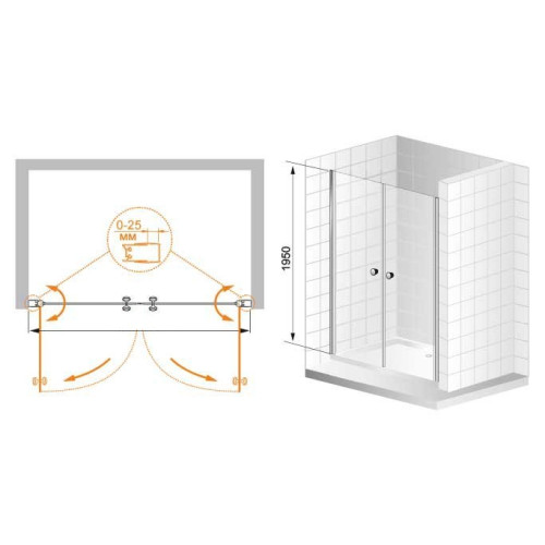 Cezares душевые ограждения ELENA-B-2-180-C-Cr