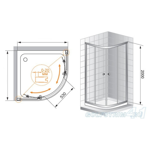 Cezares душевые ограждения PORTA-R-2-90-C-Cr