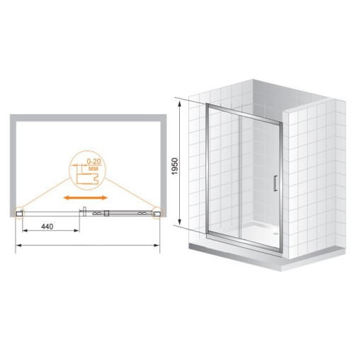 Cezares душевые ограждения PORTA-BF-1-120-C-Cr