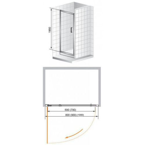 Cezares душевые ограждения PORTA-B-11-90-C-Cr