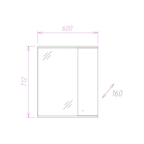 Зеркальный шкаф Onika НИКА 60.01 правый