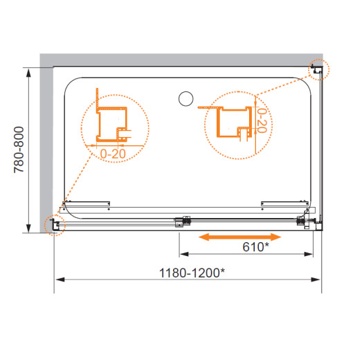 Душевой уголок  CEZARES LUX-SOFT-AH-1-150/80-C-Cr-IV