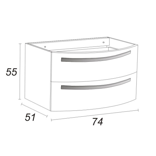 Мебель для ванной Comfort Bianco Lucido подвесная с двумя выдвижными ящиками 74x51x55