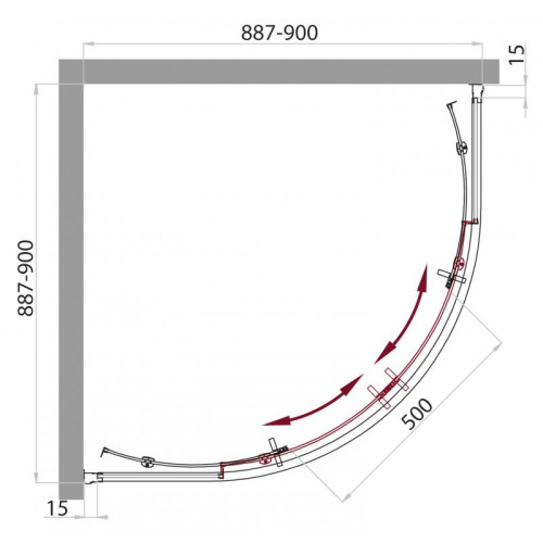 Душевой уголок BELBAGNO  UNO-R-2-90-C-Cr