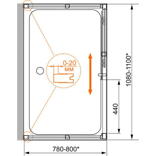 Душевой уголок Cezares PORTA-AH-12-110/100-P-Cr