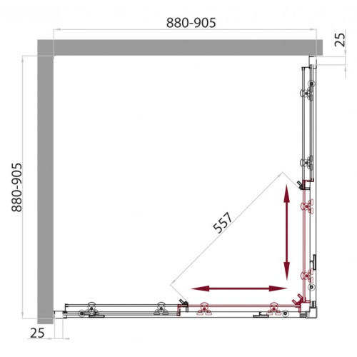 Душевой уголок BELBAGNO SELA-A-2-95-Ch-Cr