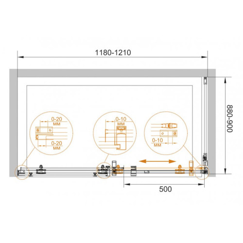 Душевой уголок  CEZARES STYLUS-M-AH-1-150/90-C-Cr