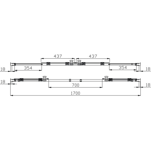 Шторка на ванну Cezares PRATICO-VF-2-170/140-C-Cr