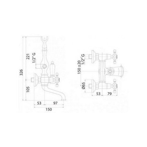 Смеситель на борт ванны Cezares GOLF PBV (GOLF-PBV-02)