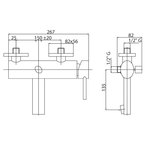 Смеситель Cezares  OVER-VDM-01-Cr для ванны с душем