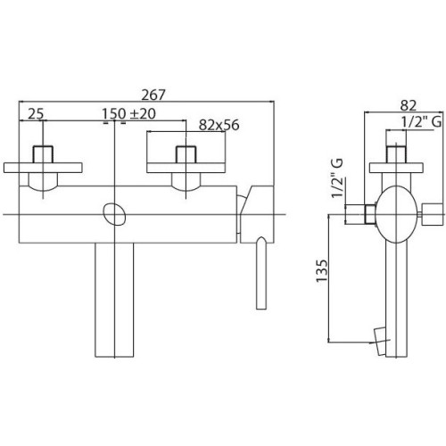 Смеситель для ванны Cezares OVER-VM-01-Cr