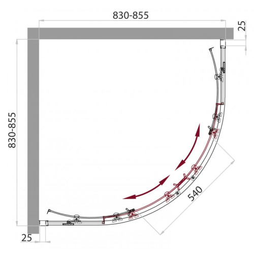 Душевой уголок BELBAGNO  SELA-R-2-85-Ch-Cr