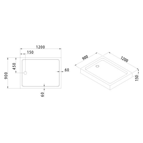 Поддон для душа Cezares TRAY-A-AH-120/90-15-W акриловый, прямоугольный