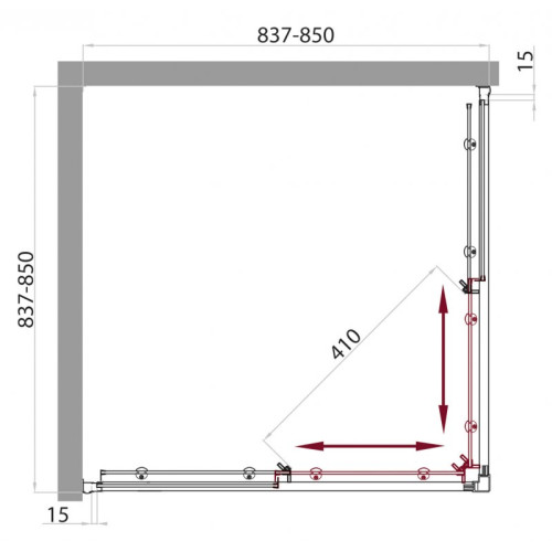 Душевой уголок BELBAGNO  UNO-A-2-85-P-Cr