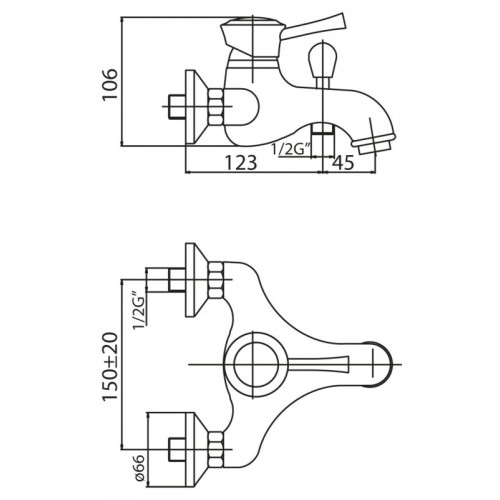 Смеситель для ванны   CEZARES GIUBILEO-VM-01