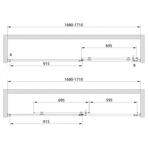 Шторка на ванну Cezares ECO-VF-2-170/145-P-Cr