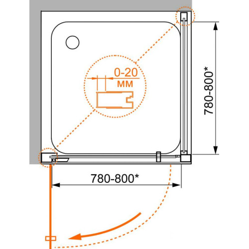 Душевой уголок Cezares PORTA-AH-1-80/90-C-Cr