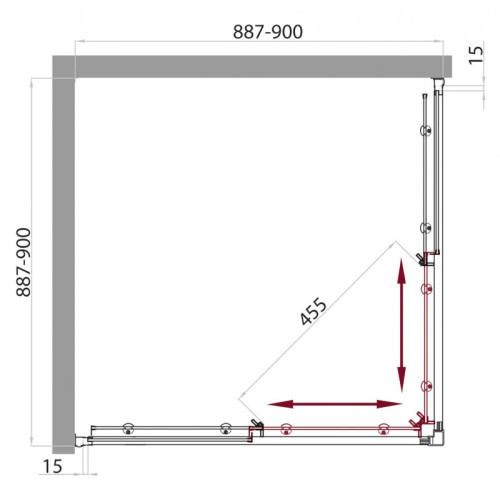 Душевой уголок BELBAGNO  UNO-A-2-90-C-Cr