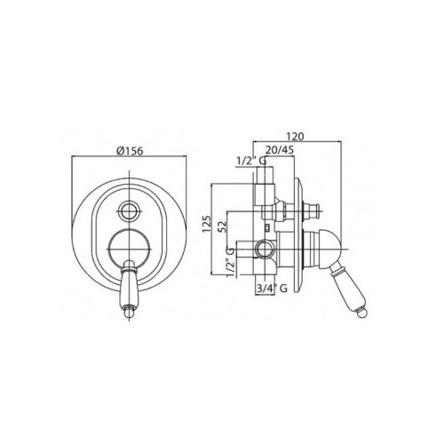 Смеситель для душа Cezares ELITE VDIM (ELITE-VDIM-03-Bi)