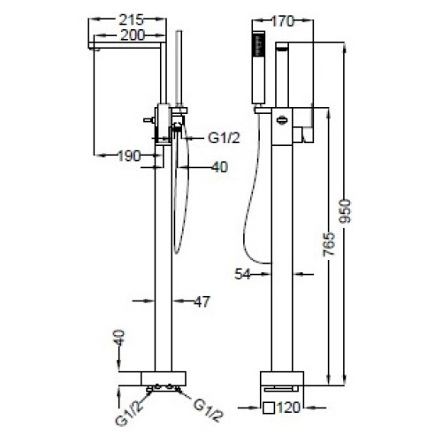 Смеситель Cezares  MOLVENO-VDP-01-Cr напольный