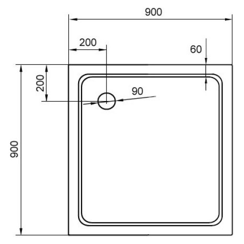 Поддон для душа Cezares TRAY-M-A-90-15-W SMC квадратный.