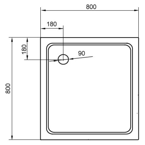Поддон для душа Cezares TRAY-A-A-80-15-W акриловый, квадратный.