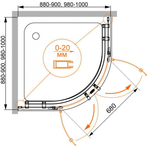 Душевой уголок Cezares BERGAMO-R-2-100-ARCO-P-Cr