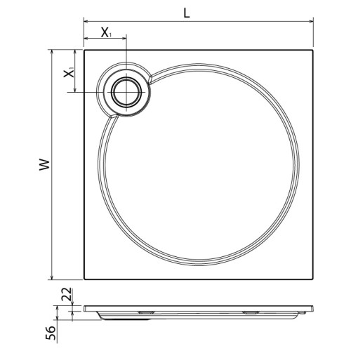 Поддон литой из искусственного мрамора Cezares квадратный 90x90x5.6 TRAY-S-A-90-56-W