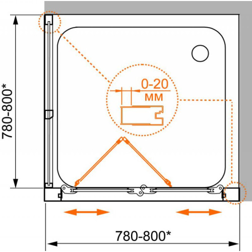 Душевой уголок Cezares PORTA-AS-1-90/100-C-Cr