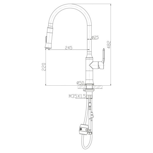 Смеситель для кухни двухрежимный  BelBagno BB-LAM38-IN