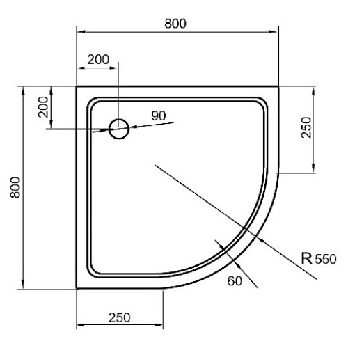 Поддон для душа Cezares TRAY-M-R-80-550-15-W SMC радиальный, R-550