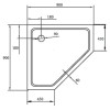 Поддон для душа Cezares TRAY-S-P-90-13-W литой из искусственного мрамора, пятиугольный.