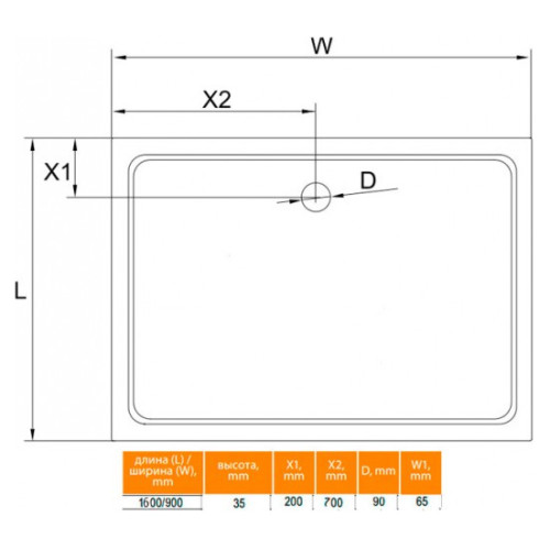 Поддон для душа Cezares TRAY-M-AH-160/90-35-W SMC прямоугольный