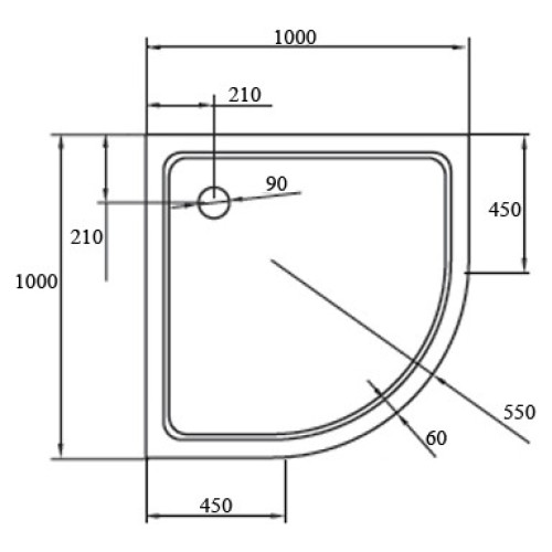 Поддон для душа Cezares TRAY-A-R-100-550-15-W акриловый, радиальный, R-550