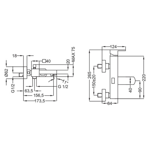 Смеситель Cezares  LEVICO-VM-01-Cr для ванны с душем