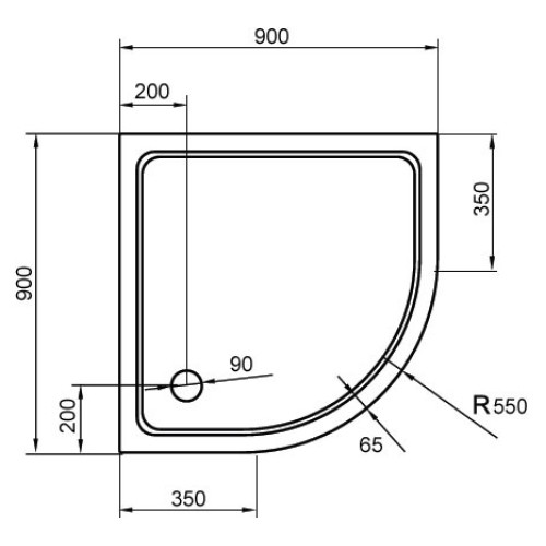 Поддон для душа Cezares TRAY-M-R-90-550-35-W SMC радиальный, R-550