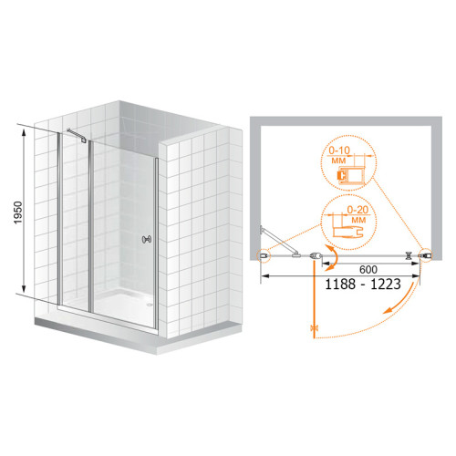 Душевая дверь Cezares TRIUMPH-DUE-B-12-120-C-Cr