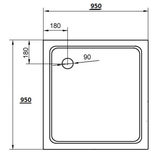 Поддон для душа Cezares TRAY-A-A-95-15-W акриловый, квадратный.